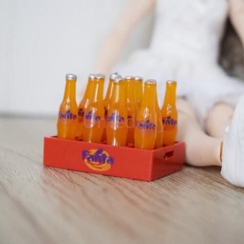 Cute 1 Dozen 12 bottles 1/6 Dollhouse Miniature Doll Fanta Soda Drink Accessories for Blyth Barbi Doll Food Kitchen Toy