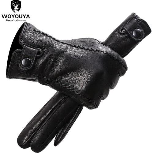 Fashion sheepskin Sensitive touch gloves black womens leather gloves,Keep warm winter gloves for touch screens-2265