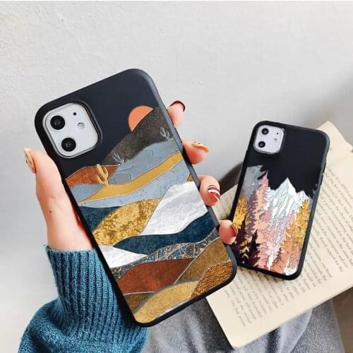 Fashion Landscape Painting Case For iPhone 11 Pro Max XS Max XR X 12 Mini 7 8 Plus SE 2020 Matte Silicone Soft Shell Clear Cover