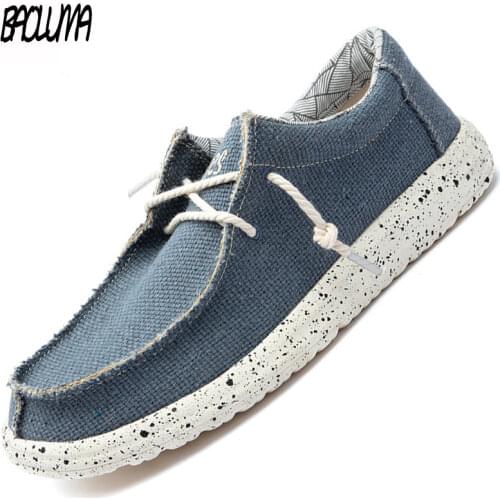 Summer Mens Casual Shoes Denim Mens Canvas Shoes Breathable Moccasins Vulcanized Shoes Slip Wear Mens Flat Shoes Plus Size