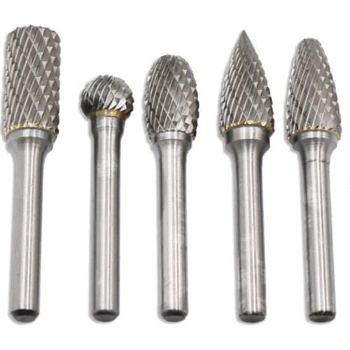 Carbide Rotary Burr Set 12MM Head with Shank Double Cut File for Drill Bits, Polishing,Engraving,Drilling,5 Pack