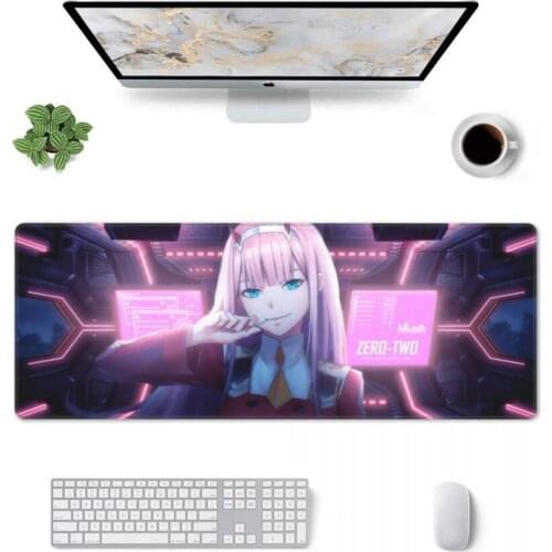Anime Zero Two Kawaii Desktop Mousepad Big Computer Gaming Mousepad Anti-slip Natural Rubber with Locking Edge Gaming Mouse Mat