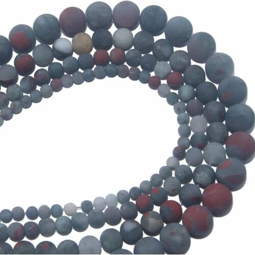 Dull Polish Matte Natural Stone African BloodStone Loose Beads 4 6 8 10 MM Pick Size For Jewelry Making Diy Bracelet Necklace