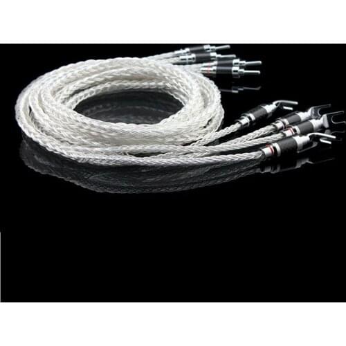 Pair Hifi Audio 8N single silver Plated Twisted Speaker Cable Loudspeaker Cable For HIFI amplifier speaker Audiophile
