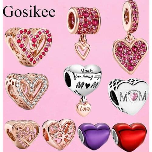 LOVE charms for pandora bracelet S925 silver color heart charms
