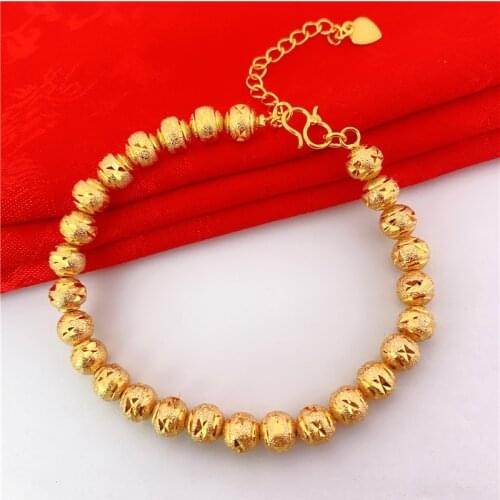 Gold Plated Sand Beads Bracelet Women Never Fade Imitation Gold Beating Coins Accessories Fashion Vietnam Hand In Hand