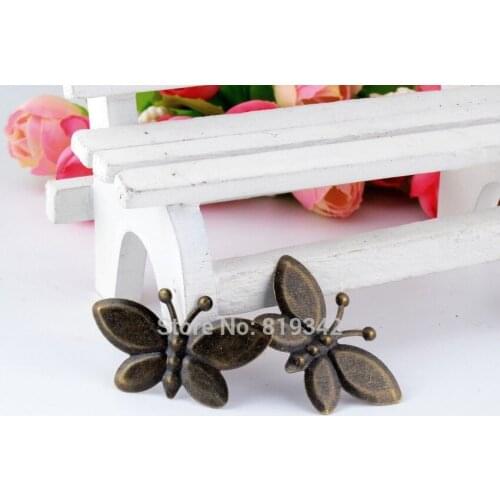 Retail 10Pcs Bronze Tone Filigree Wraps Butterfly Connectors Metal Crafts Gift Decoration DIY Findings 34x20mm