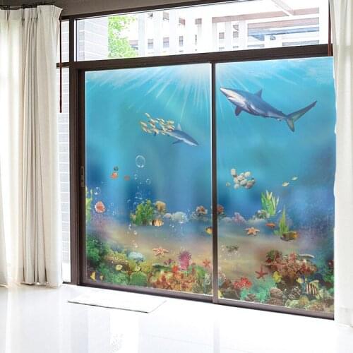 Self-adhesive frosted glass film study study bathroom sliding door window sticker window grille window sticker underwater world