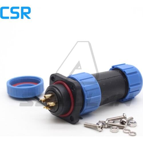 SP21 4 pin waterproof connector IP68 plug female and socket male square plastic panel mounting connector