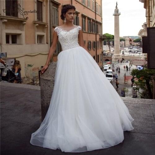 Boho Wedding Dresses for Bride 2021 Lace Appliques Cap Sleeve Button A-Line Bohemian Bridal Gowns Plus Size Vestido De Noiva