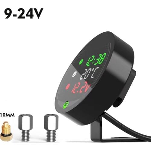 Motorcycle Voltmeter Time Temperature Display Table LED 5-in-1 Night Vision