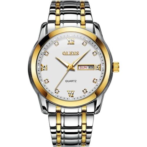 OLEVS Mens Luxury Watches Stainless Steel Watch Waterproof Luminous Quartz Watch