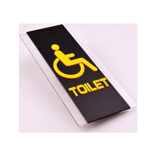Custom Made Quality Door Plate Sign Plate Indicator for Toilet Rest Room Washroom Acrylic Creative Design Disabled 3D 11 x 25cm