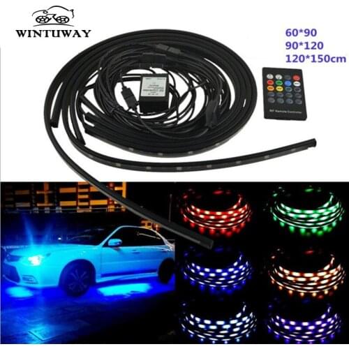 WINTUWYA 4x Car Decorative Light Underbody Underglow Atmosphere Lamp Flexible Strip Remote Control Neon Lights Kit For Universal