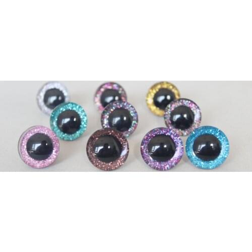 20pcs--N10-- 13mm 14mm 15mm 16mm 18mm 20mm 22mm 24mm 26mm 28mm glitter round clear toy safety eyes+hand washer for handcraf