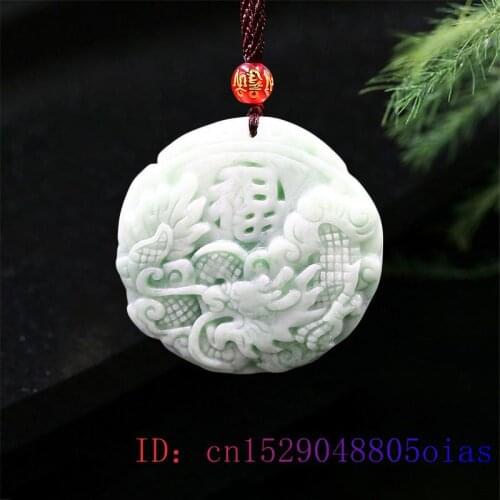 Green Jade Dragon Pendant Natural Women Fashion Charm Amulet Accessories Jewelry Gifts Gemstone Chinese Necklace Carved