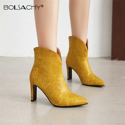 2021 Autumn Winter Women Ankle Boots White Pointed Toe Sexy High Heel Ladies Slip-on Short Boots Black Botas de Mujer Yellow