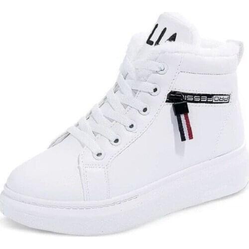 2021 Winter Boots Women Ankle Boots Warm PU Plush Winter Woman Shoes Sneakers Flats Lace Up Ladies Shoes Women Short Snow Boots