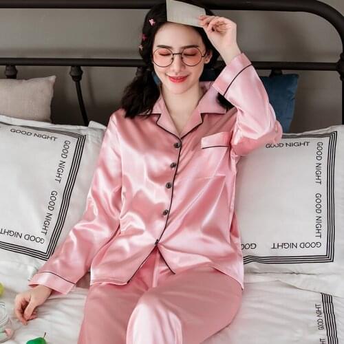 Ladies pajamas for womens silk pijamas satin sleepwear for girls female suit home clothing pigama pyjamas set summer plus size