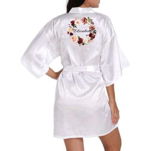 Custom Name Bride Bridesmaid Wedding Robe Team Robes best friend party gifts Women Silk Satin Kimono Robe