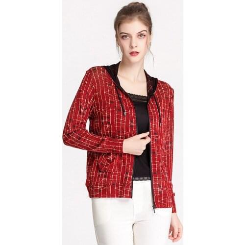 100% Silk Top Coat Womens Hooded Knitting Net Yarn Thin Mulberry Silk Large Size Sun Proof Clothes Summer New Casual Cardigan