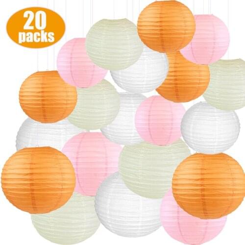 20 pcs 8“ and 12" Paper Lantern Chinese Round Lampion Mixed Size Colors papier lampion for Wedding Outdoor Indoor Hanging Decor