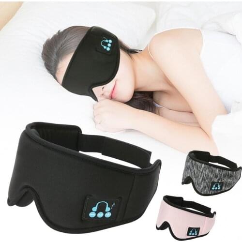 3D Blindfold Bluetooth 5.0 Earphone EyeMask Sleeping Eye Shades Washable Wireless Stereo Earphone Music Eye Cover-Microphone
