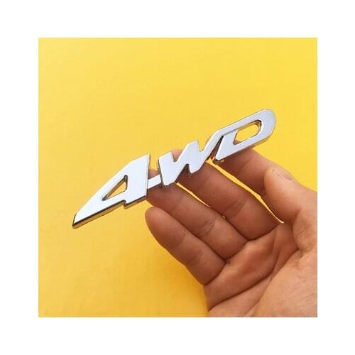 3D Silver Auto Stickers Metal 4WD Shape Chrome Badge Emblem Decal Motorcycle Modified Car Accessories