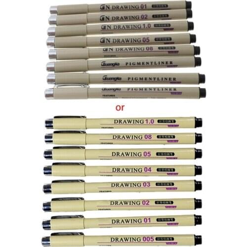 6/7/8/9pcs Black Technical Graphic Fine Hook Line Painting Drawing Pen Sketch Ink Marker Pens Au18 21 Dropshipping