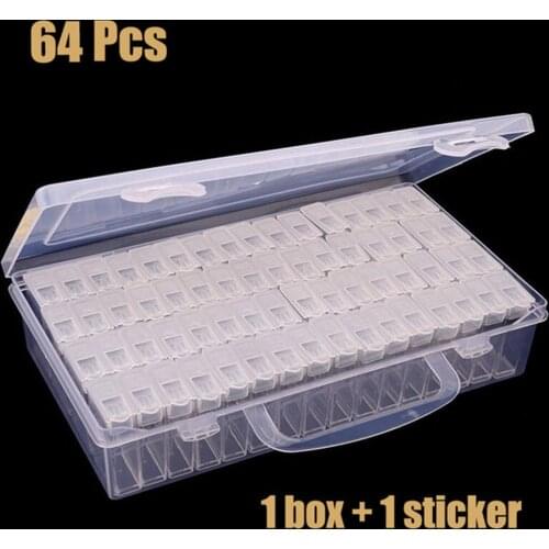 64pcs Diamond Painting Tools Accessories Beads Container Rhinestone Diamond Embroidery Stone Storage Convenience Box