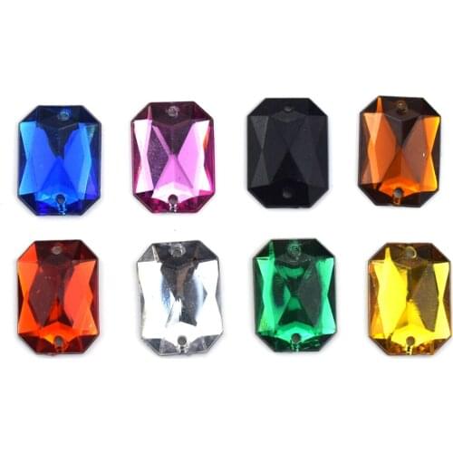 800PCS Mixed Acrylic Crystal Rectangle Crystal Glass Sew on Rhinestone Glass Stone Sewing Rhinestone for DIY Wedding Dress