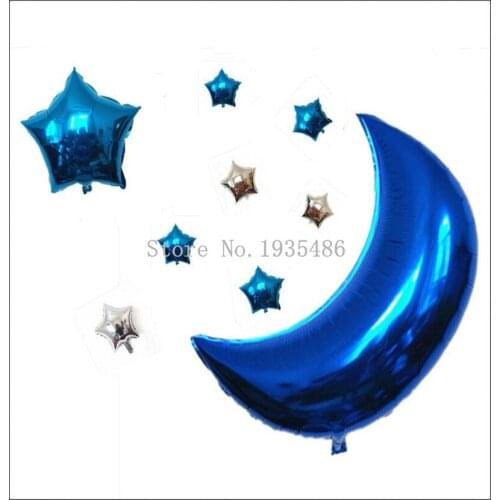 9pcs=1pack Inflatable Toys Large Gold Mixed Moon Shape Aluminum Foil Balloon Holiday Wedding Decoration Birthday Party Supplies