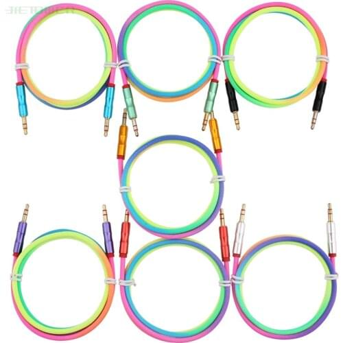 300pcs 3.5 mm Jack Audio Cable Rainbow Bamboo Copper Shell Male To Male Stereo Auxiliary Cord for Car Samsung S8 MP4 AUX Cable