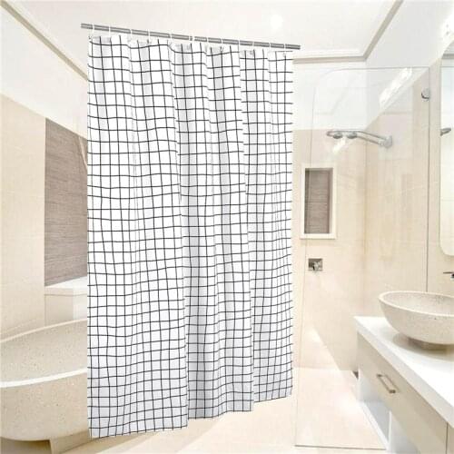 White and Black Grid Shower Curtains Waterproof Grommet 1 Piece Mildew Proof Hotel Quality Elegant Bathroom Curtain Home Decor