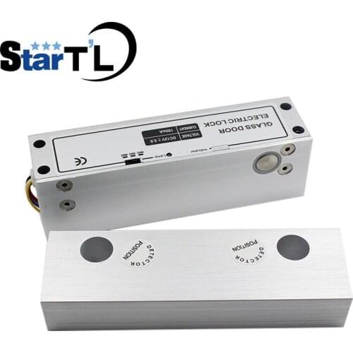 Free Shipping Frame-less Glass Door Lock Electric Bolt Lock for two glass door access control System with time delay function