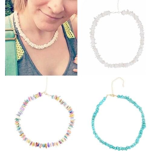 Bohemian Natural Irregular Chips Seashell Shell Necklace Jewelry Hawaiian Puka Shells Necklace Chic Bib Collier Shell Necklace