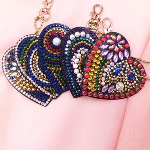 5pcs DIY Diamond Painting Keychain Full Drill Love Bag Hanging Ornaments Special Shaped Diamond Embroid Key Chain Ring Bag Decor