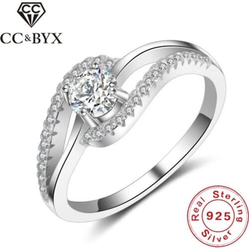 CC Bijouterie Classic Rings For Women Bridal Wedding Jewelry Engagement Ring Sterling S925 Silver Unique Anillos Mujer CC830