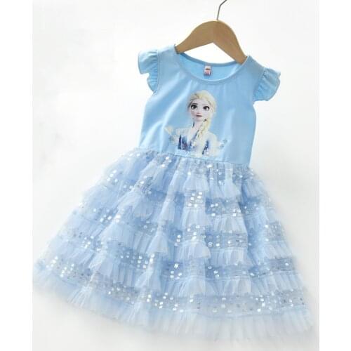 Children Dresses Frozen Elsa Birthday Party Teenagers Girls Costume Anna Sofia Summer Vestidos Wedding Smocked Sequins Robe