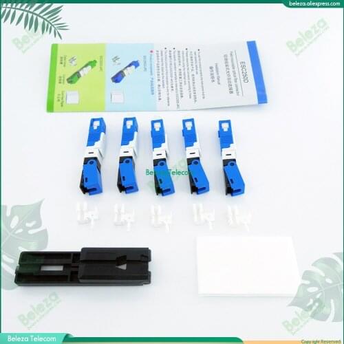 Genuine authorized quality ESC250D SC UPC Fiber Optic Fast Connector FTTH SM Field Assembly Optical Connector 50/100/200pcs