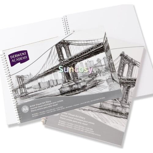 Derwent Academy Visual Art Diary Landscape 80 Pages A4 Diaries Book, for Colouring, Sketching and Drawing
