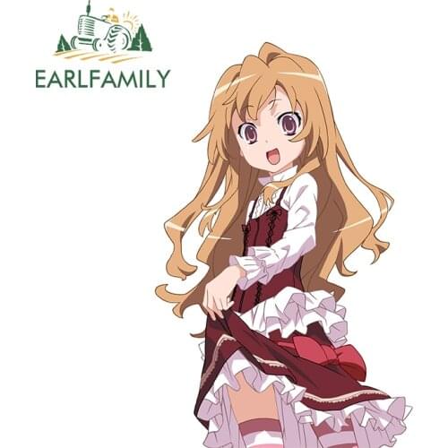 EARLFAMILY 13cm x 8.4cm for ToraDora Taiga Aisaka Car Stickers Waterproof Vinyl Decals Simple Laptop Windows Decor Car Label