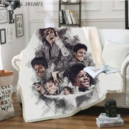 Michael Jackson 3D Printed Fleece Blanket for Beds Thick Quilt Fashion Bedspread Sherpa Throw Blanket Adults Kids 04