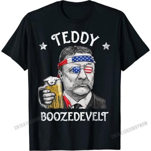 Teddy Boozedevelt Theodore Roosevelt 4th of July Drinking T-Shirt T Shirts Classic Printed Cotton Men Tops Shirt Custom