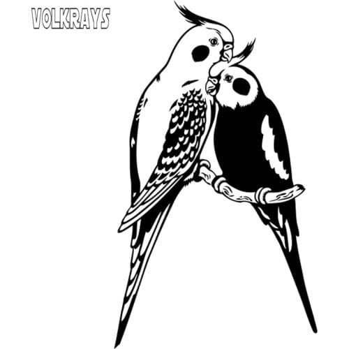 Volkrays Interesting Car Sticker Parrot Bird Accessories Reflective Sunscreen Waterproof Vinyl Decal Black/Silver,19cm*10cm