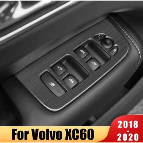 Stainless Steel Car Door Armrest Panel Window Switch Lift Buttons Cover Trim Stickers For Volvo XC60 2018 2019 2020 Accessories