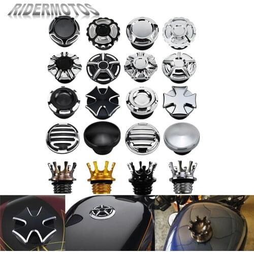Motorcycle Fuel Gas Tank Vented Decorative Oil Cap CNC Aluminum For Harley Sportster XL Touring Road King Dyna Fatboy Softail