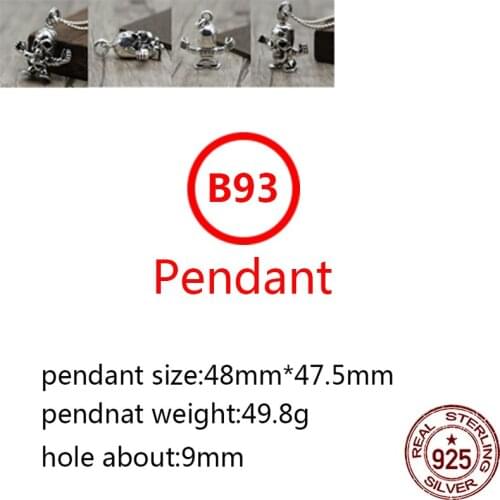 B93 S925 sterling silver pendant retro personality skull letter shape wild pendant punk hip-hop style gift for friends new hot