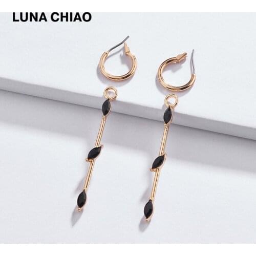 LUNA CHIAO Fashion Jewelry Gold Plating CZ stone Simple Pendant Crystal Dangle Earrings for Women