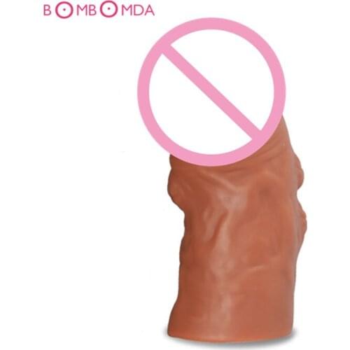 Reusable Super Extended Penis Sleeve Dick Extender Cock Enlargement Extension Sex Toys For Men Gay Adult 3 Styles To Choose